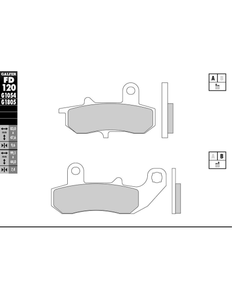 Plaquettes de frein GALFER - G1054 ORGANIQUE SEMI METAL FD120