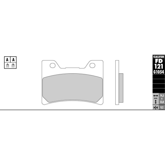 Plaquettes de frein GALFER - G1054 ORGANIQUE SEMI METAL FD121