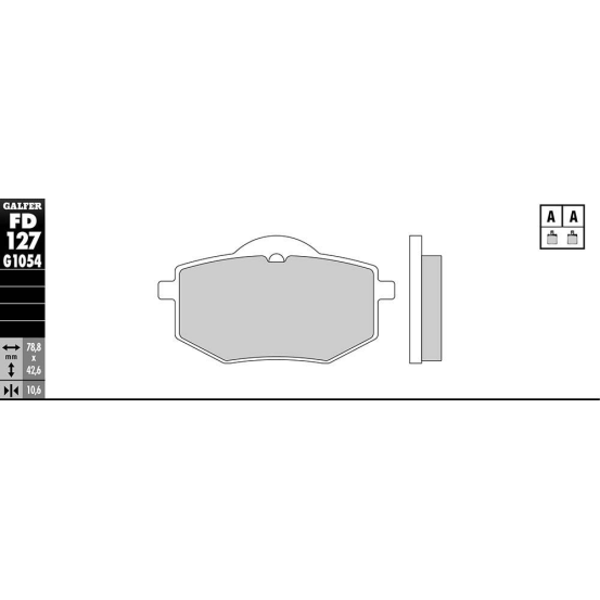 Plaquettes de frein GALFER - G1054 ORGANIQUE SEMI METAL FD127