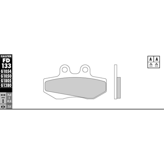 Plaquettes de frein GALFER - G1054TT ORGANIQUE SEMI METAL TT FD133
