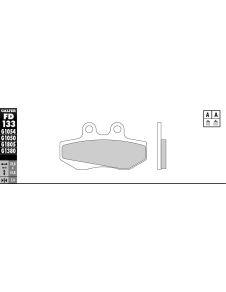 Plaquettes de frein GALFER - G1054TT ORGANIQUE SEMI METAL TT FD133