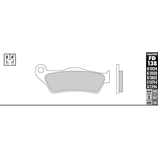 Plaquettes de frein GALFER - G1054TT ORGANIQUE SEMI METAL TT FD138