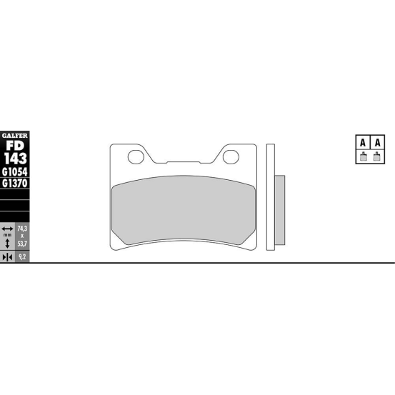 Plaquettes de frein GALFER - G1054 ORGANIQUE SEMI METAL FD143