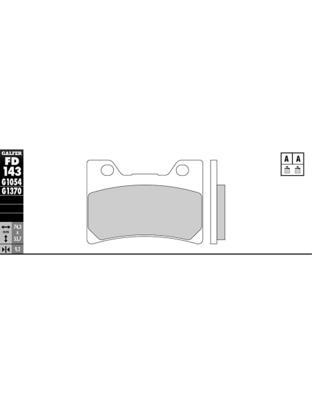 Plaquettes de frein GALFER - G1054 ORGANIQUE SEMI METAL FD143