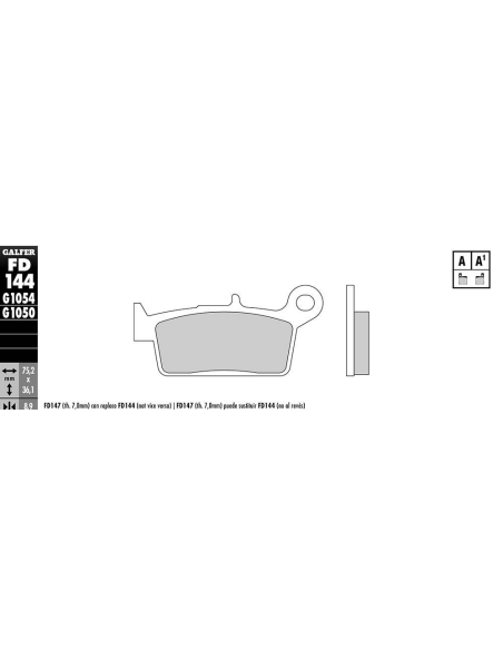 Plaquettes de frein GALFER - G1054 ORGANIQUE SEMI METAL FD144