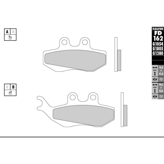 Plaquettes de frein GALFER - G1805 TRIAL FD162