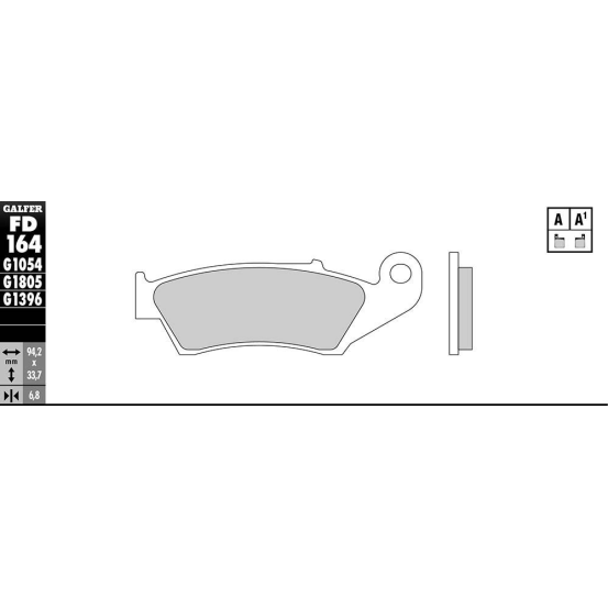 Plaquettes de frein GALFER - G1054TT ORGANIQUE SEMI METAL TT FD164