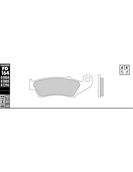 Plaquettes de frein GALFER - G1054TT ORGANIQUE SEMI METAL TT FD164