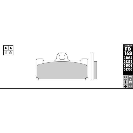 Plaquettes de frein GALFER - G1054 ORGANIQUE SEMI METAL FD168