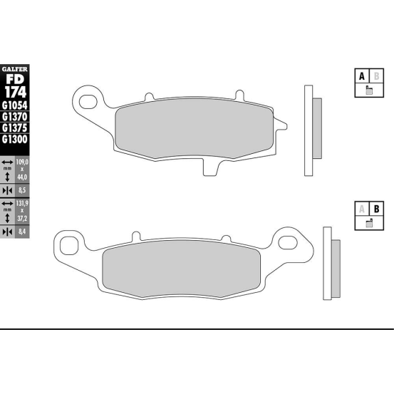 Plaquettes de frein GALFER - G1054 ORGANIQUE SEMI METAL FD174