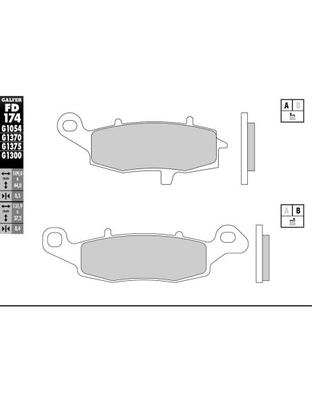 Plaquettes de frein GALFER - G1054 ORGANIQUE SEMI METAL FD174