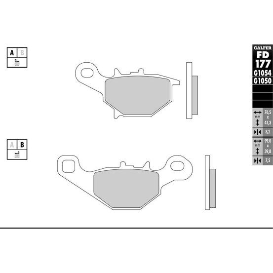 Plaquettes de frein GALFER - G1054TT ORGANIQUE SEMI METAL TT FD177