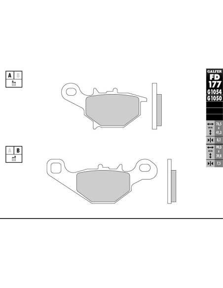 Plaquettes de frein GALFER - G1054TT ORGANIQUE SEMI METAL TT FD177