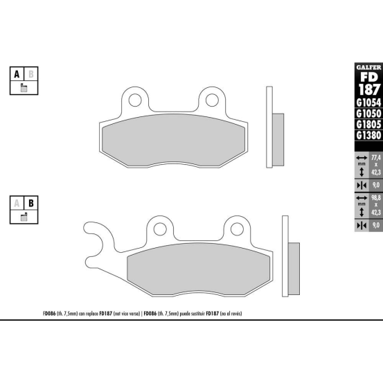 Plaquettes de frein GALFER - G1054 ORGANIQUE SEMI METAL FD187