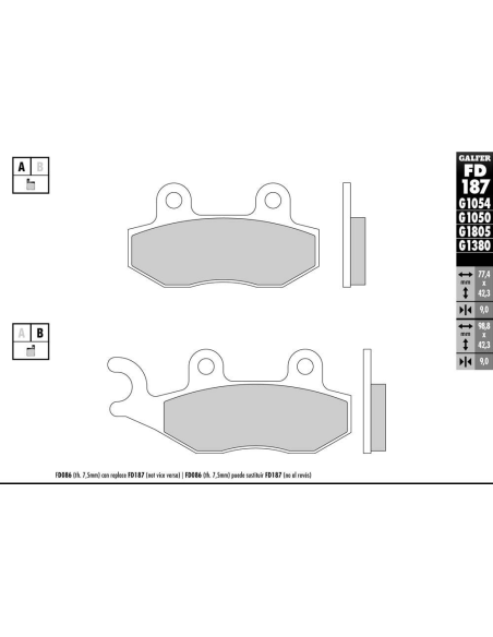 Plaquettes de frein GALFER - G1054 ORGANIQUE SEMI METAL FD187