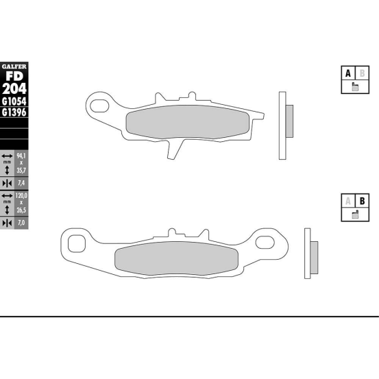 Plaquettes de frein GALFER - G1054TT ORGANIQUE SEMI METAL TT FD204