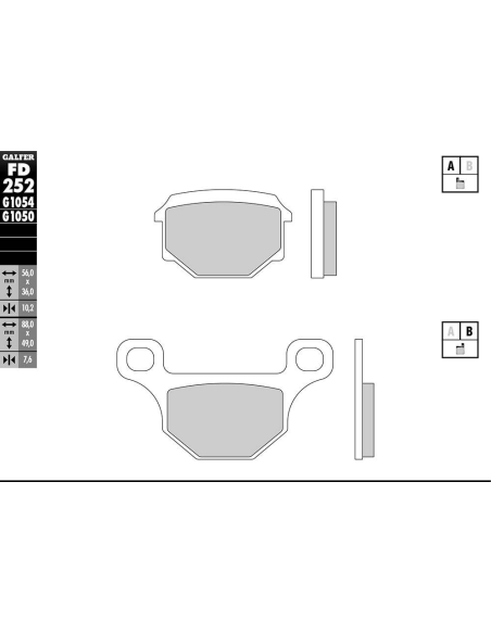 Plaquettes de frein GALFER - G1054 ORGANIQUE SEMI METAL FD252