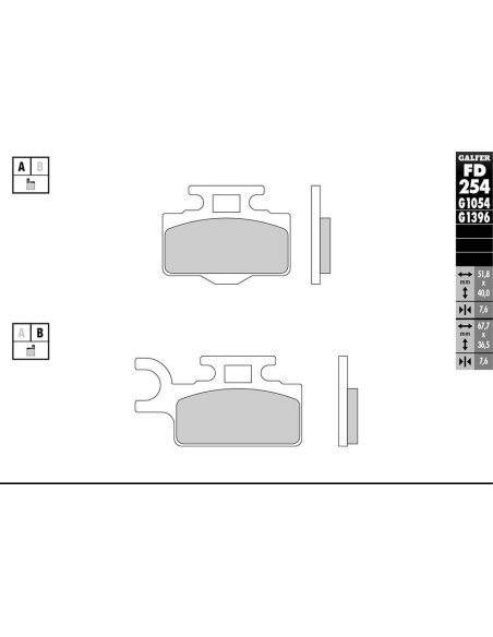 Plaquettes de frein GALFER - G1054TT ORGANIQUE SEMI METAL TT FD254