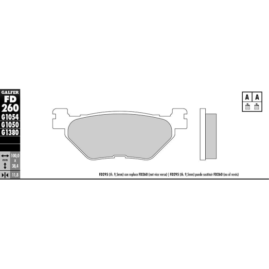 Plaquettes de frein GALFER - G1050 SCOOTER SEMI METAL FD260