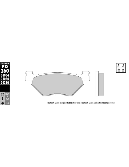Plaquettes de frein GALFER - G1050 SCOOTER SEMI METAL FD260