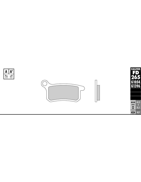 Plaquettes de frein GALFER - G1054TT ORGANIQUE SEMI METAL TT FD265