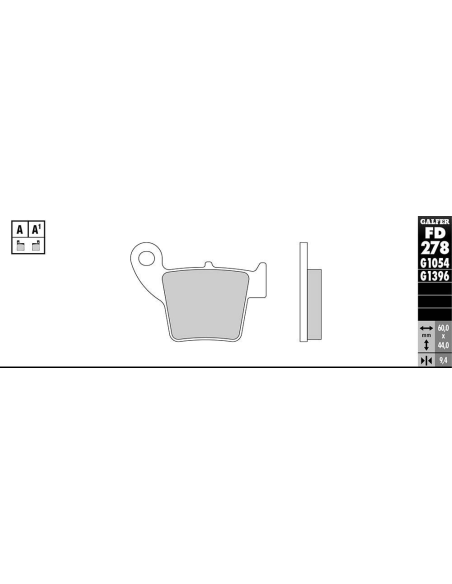 Plaquettes de frein GALFER - G1054TT ORGANIQUE SEMI METAL TT FD278