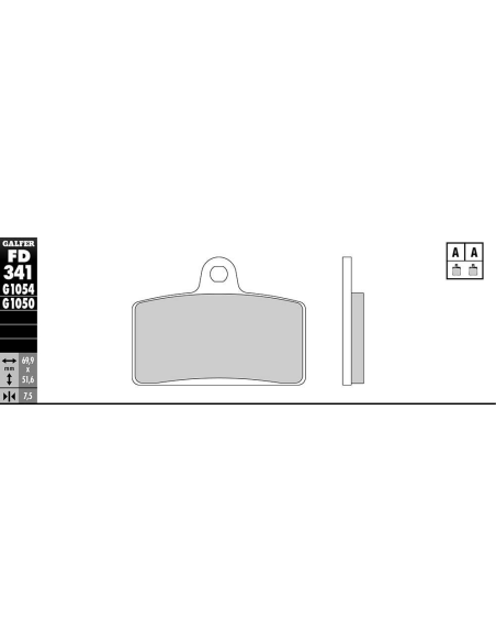 Plaquettes de frein GALFER - G1054 ORGANIQUE SEMI METAL FD341