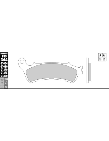 Plaquettes de frein GALFER - G1054 ORGANIQUE SEMI METAL FD344