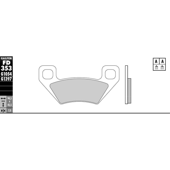 Plaquettes de frein GALFER - G1054 ORGANIQUE SEMI METAL FD353