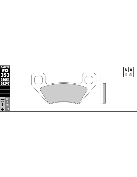 Plaquettes de frein GALFER - G1054 ORGANIQUE SEMI METAL FD353