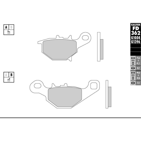 Plaquettes de frein GALFER - G1054TT ORGANIQUE SEMI METAL TT FD362