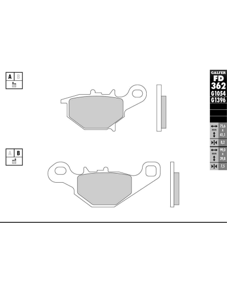 Plaquettes de frein GALFER - G1054TT ORGANIQUE SEMI METAL TT FD362