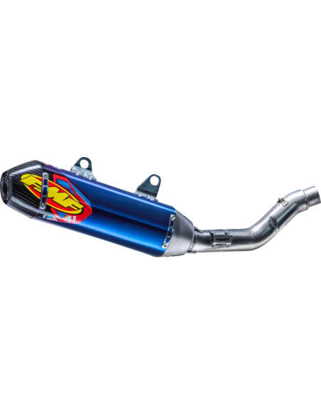 Silencieux FMF Factory 4.1 RCT Titane Anodisé Bleu embout carbone Kawasaki 450 KXF 2024-2026