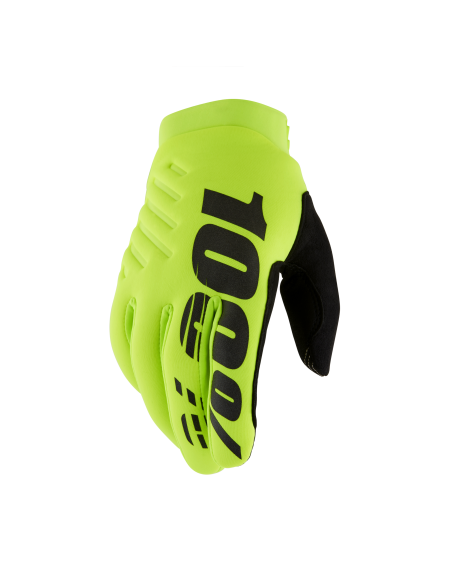 Gants cross 100% Brisker - Jaune Fluo