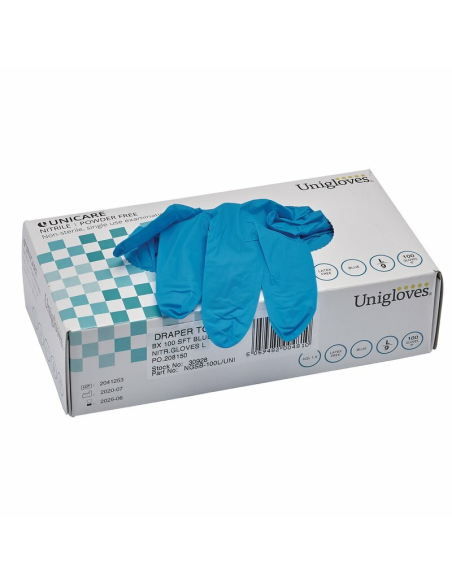 Gants de protection DRAPER nitrile bleu (100 pièces)