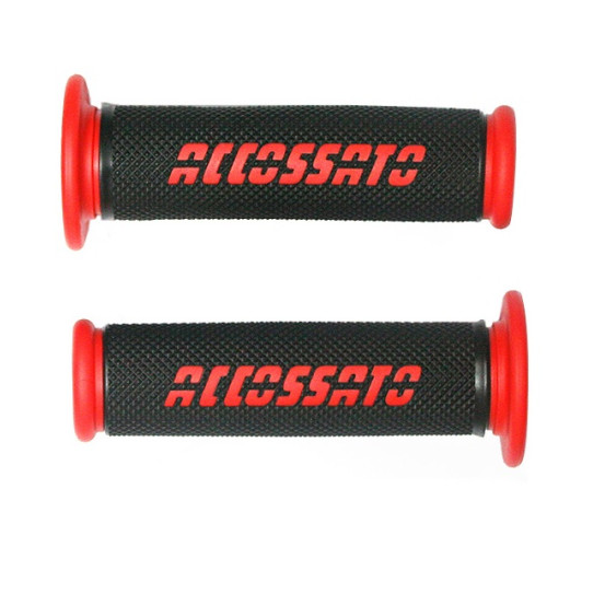 Paire de poignées racing semi-rigides ACCOSSATO - Avec logo rouge