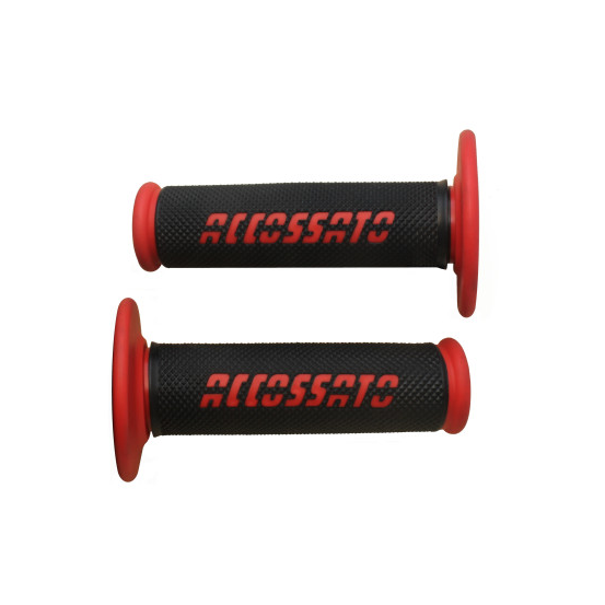 Paire de poignées off road ACCOSSATO - Avec logo rouge