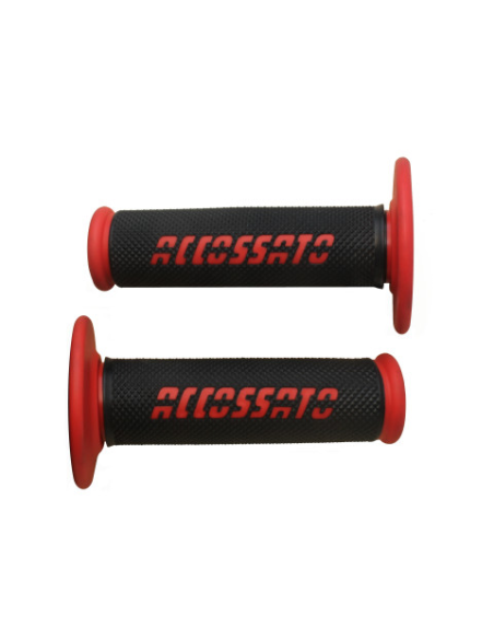 Paire de poignées off road ACCOSSATO - Avec logo rouge