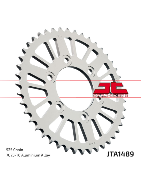 Couronne alu noire JT - 44 dents - Pas 525 - Réf JTA1489.44BLK