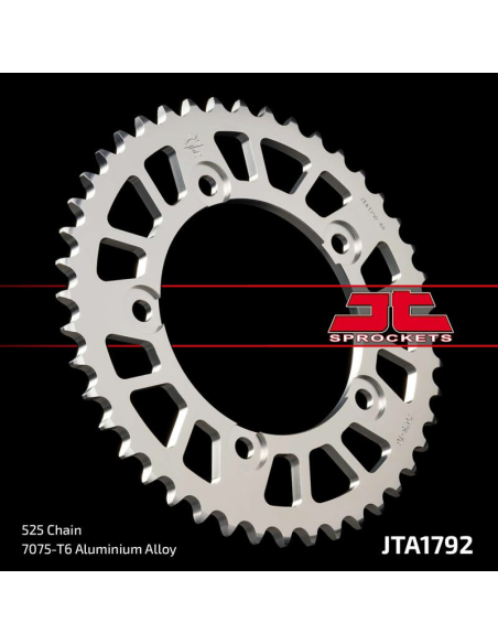 Couronne alu noire JT - 43 dents - Pas 525 - Réf JTA1792.43BLK