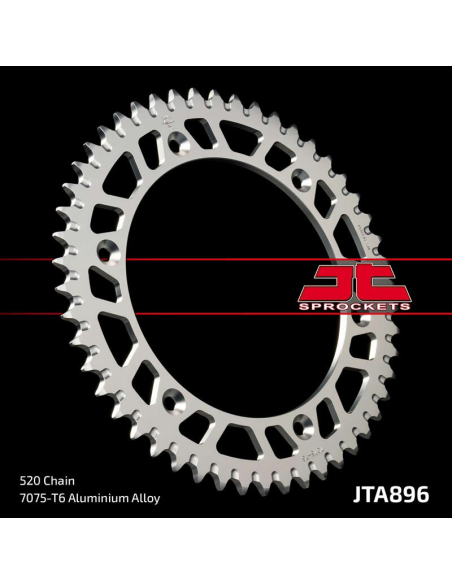 Couronne alu noire JT - 50 dents - Pas 520 - Réf JTA896.50BLK