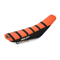 Housse de selle BUD Full Traction KTM SX SXF 2023 - 2024 EXC F TPI 2024 Orange Noir Bandes Noires