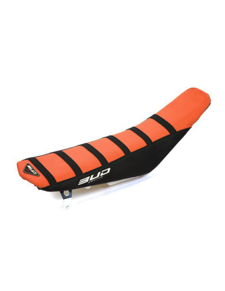 Housse de selle BUD Full Traction KTM SX SXF 2023 - 2024 EXC F TPI 2024 Orange Noir Bandes Noires