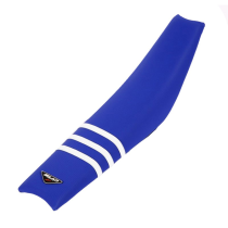 Housse de selle BUD Full Traction KTM SX SXF 2019 - 2022 EXC F TPI 2020 - 2023 Rouge Bleu / 3 Bandes Blanches