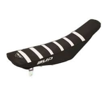 Housse de selle BUD Full Traction KAWASAKI 450 KXF 2019-2026 / 250 KXF 2021-2026 Noir Bande Blanche