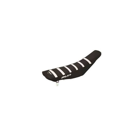 Housse de selle BUD Full Traction KAWASAKI 450 KXF 2019-2026 / 250 KXF 2021-2026 Noir Bande Blanche