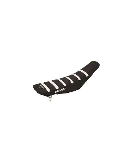 Housse de selle BUD Full Traction KAWASAKI 450 KXF 2019-2026 / 250 KXF 2021-2026 Noir Bande Blanche
