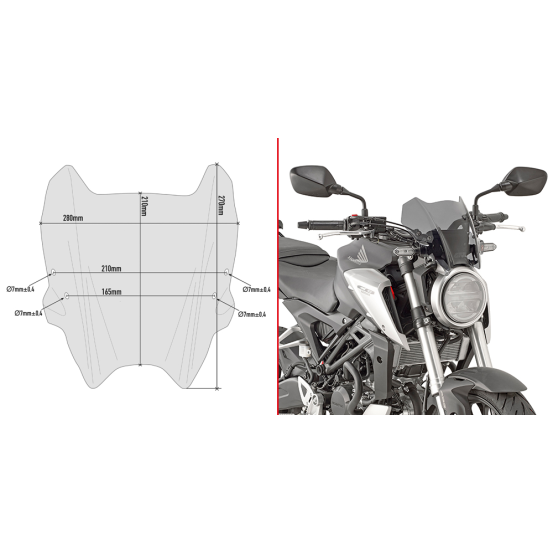 Bulle Givi A1164 Honda 125 CBR R 2018-2026 - Fumé