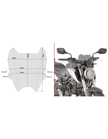 Bulle Givi A1164 Honda 125 CBR R 2018-2026 - Fumé