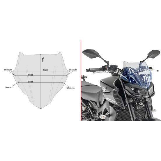 Bulle Givi Yamaha 850 MT09 2017 - Bleu clair